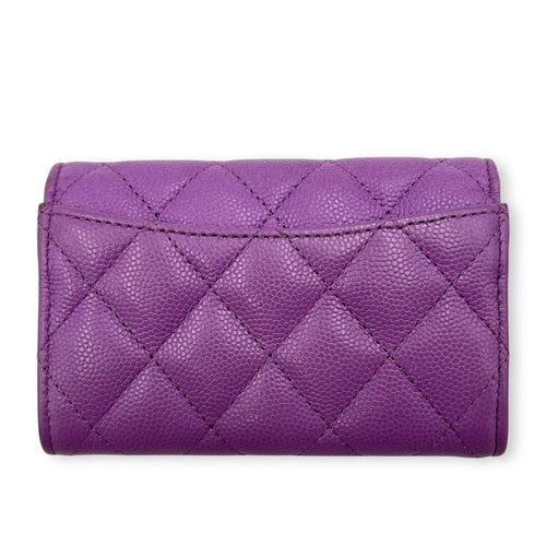 CC Wallet Purple in Caviar Leather, Gold hardware