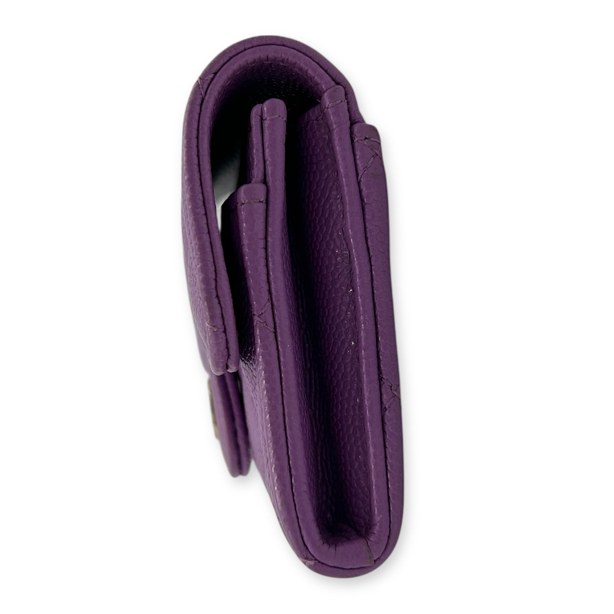 CC Wallet Purple in Caviar Leather, Gold hardware