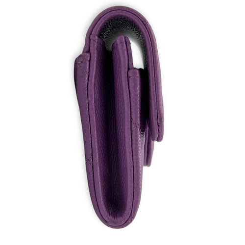 CC Wallet Purple in Caviar Leather, Gold hardware