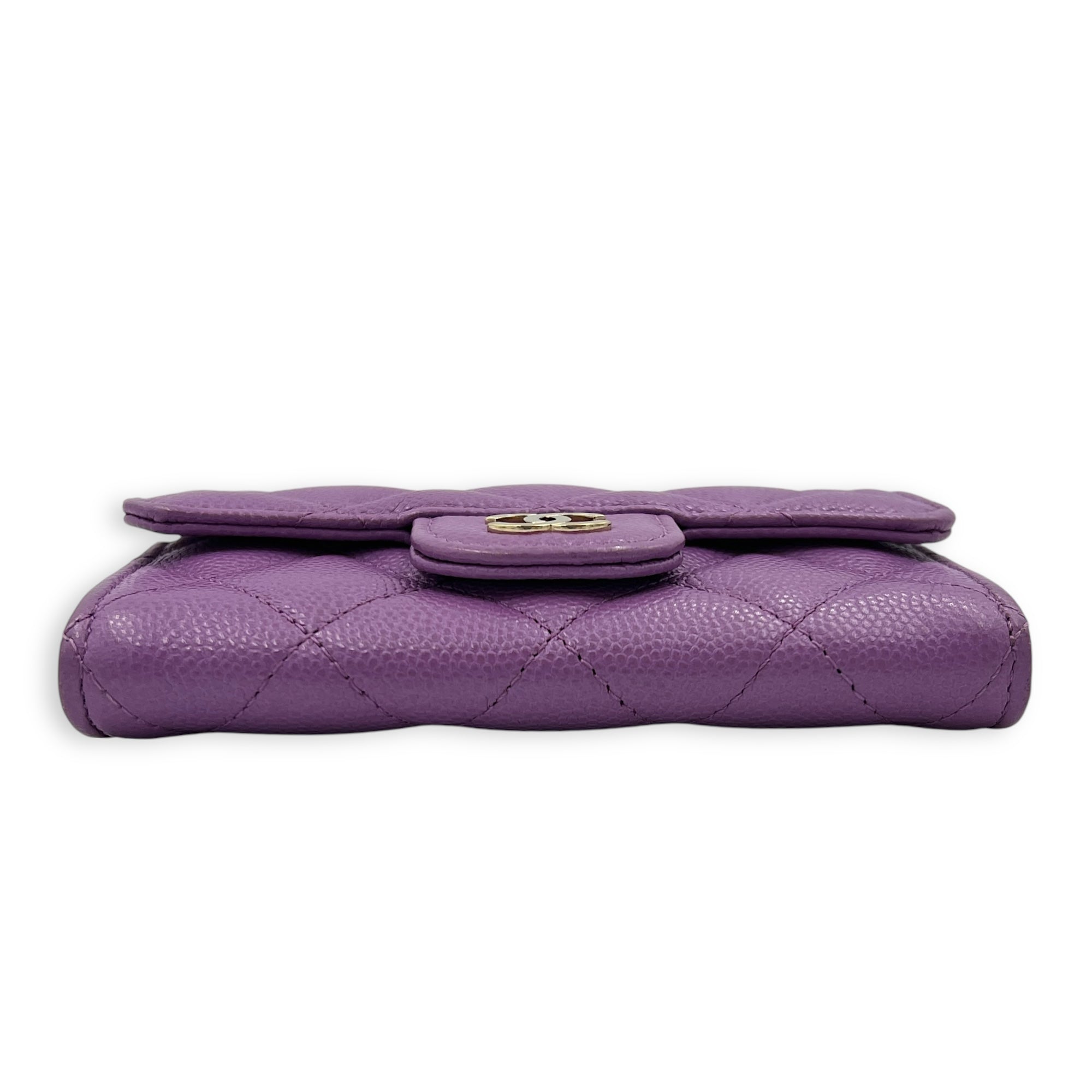 CC Wallet Purple in Caviar Leather, Gold hardware