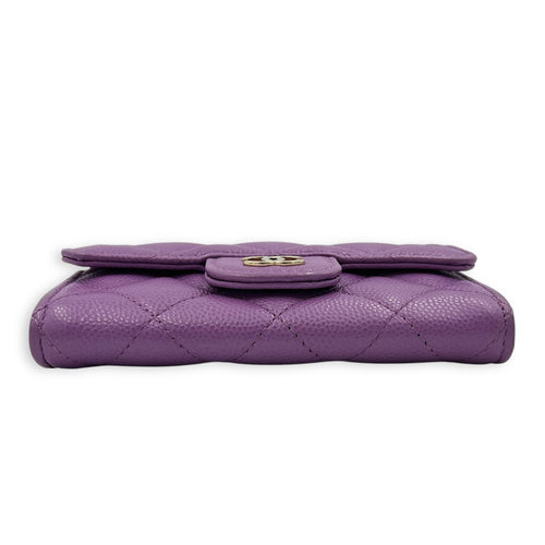 CC Wallet Purple in Caviar Leather, Gold hardware