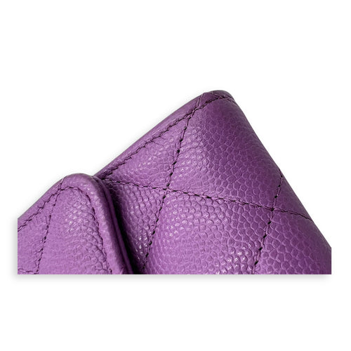 CC Wallet Purple in Caviar Leather, Gold hardware