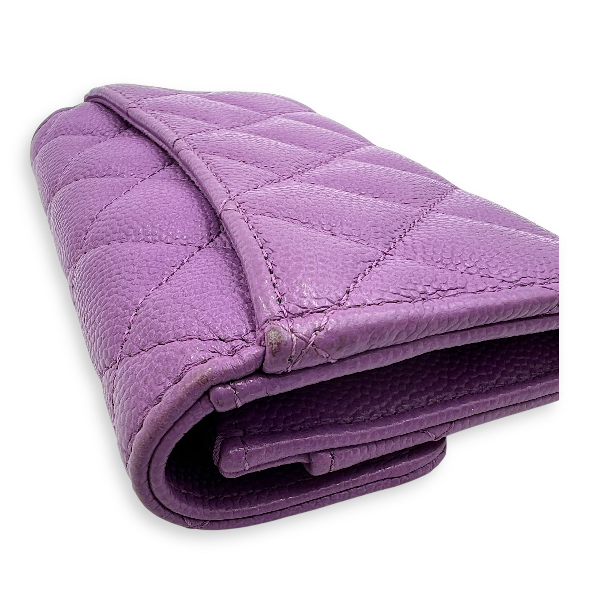 CC Wallet Purple in Caviar Leather, Gold hardware
