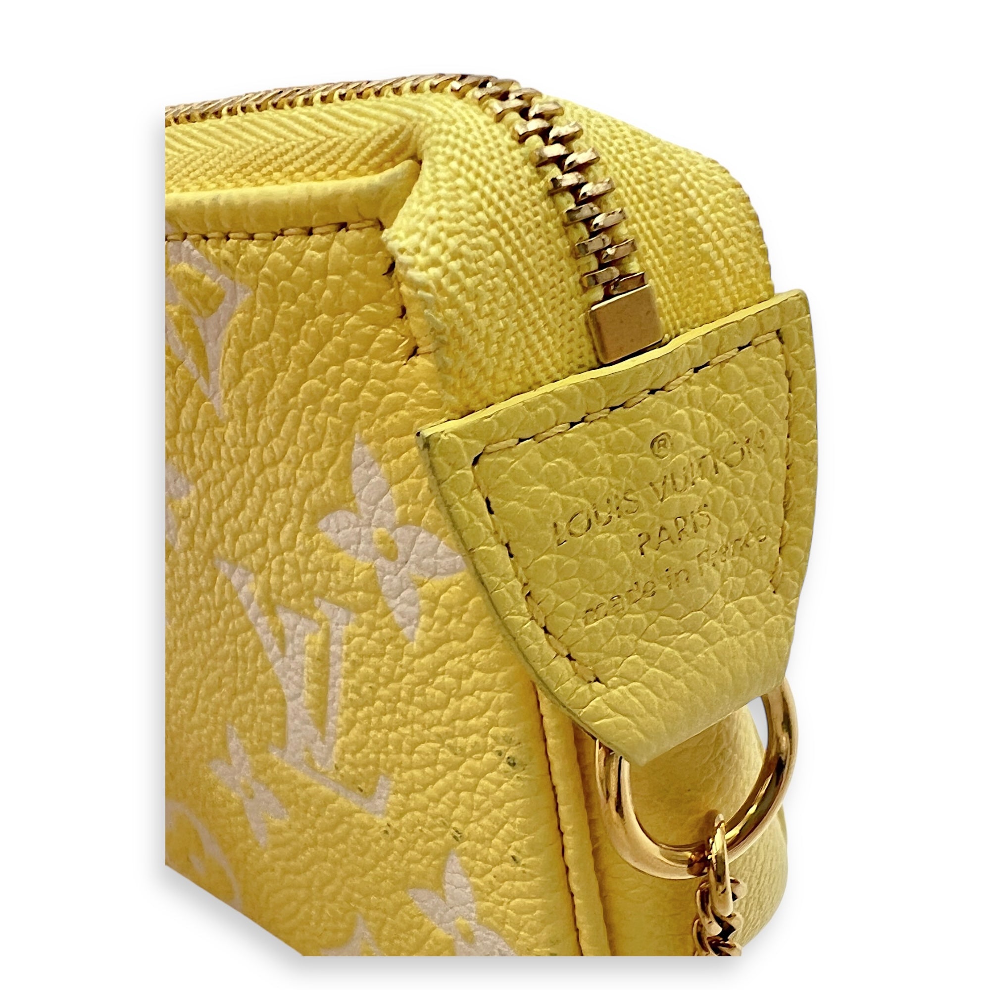 Pochette Pouch Yellow in Empreinte Leather, Gold hardware