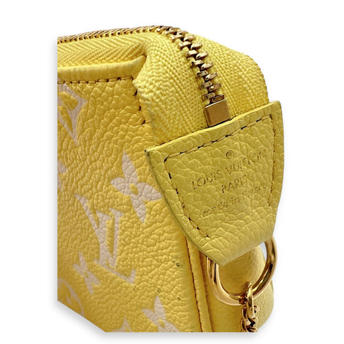 Pochette Pouch Yellow in Empreinte Leather, Gold hardware
