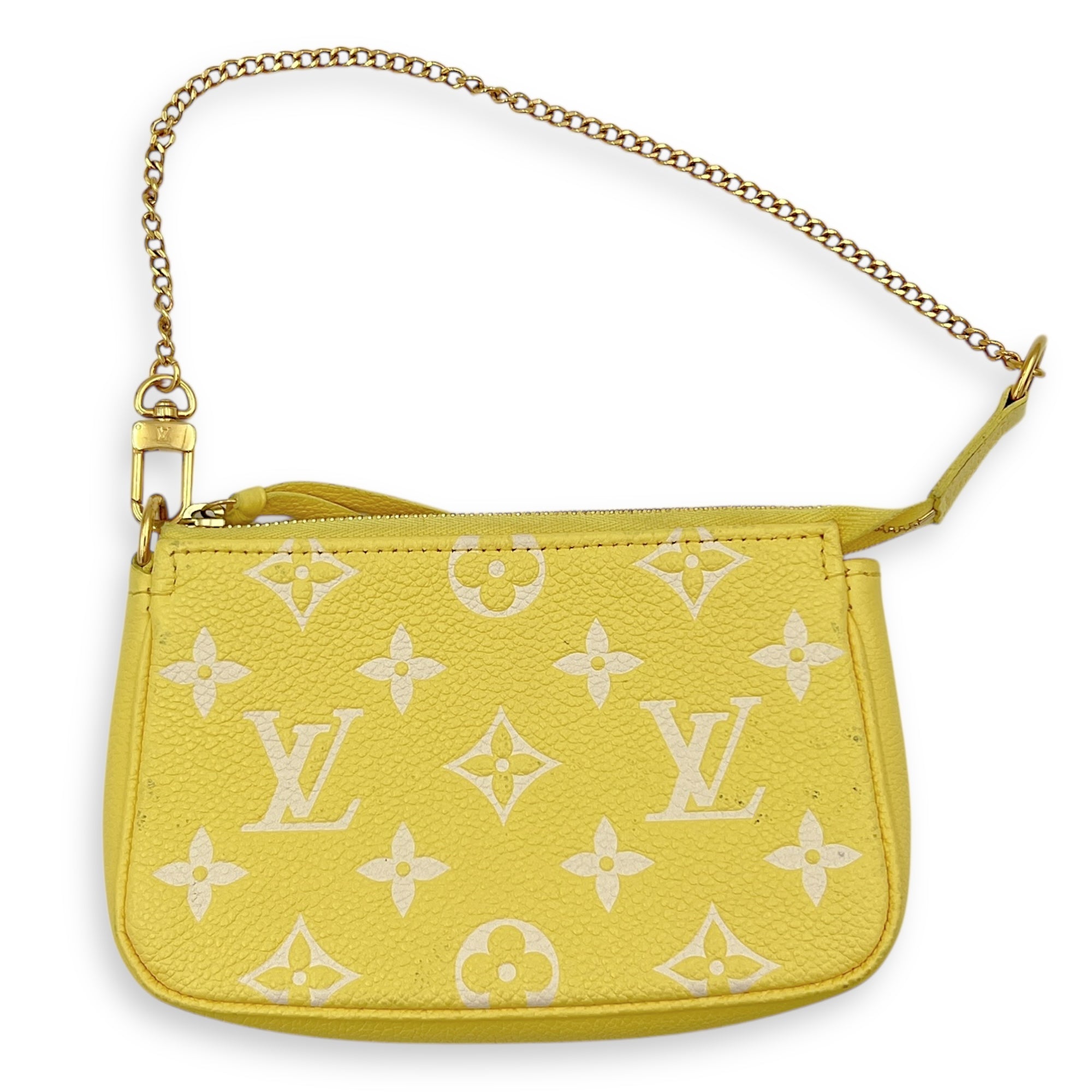 Pochette Pouch Yellow in Empreinte Leather, Gold hardware