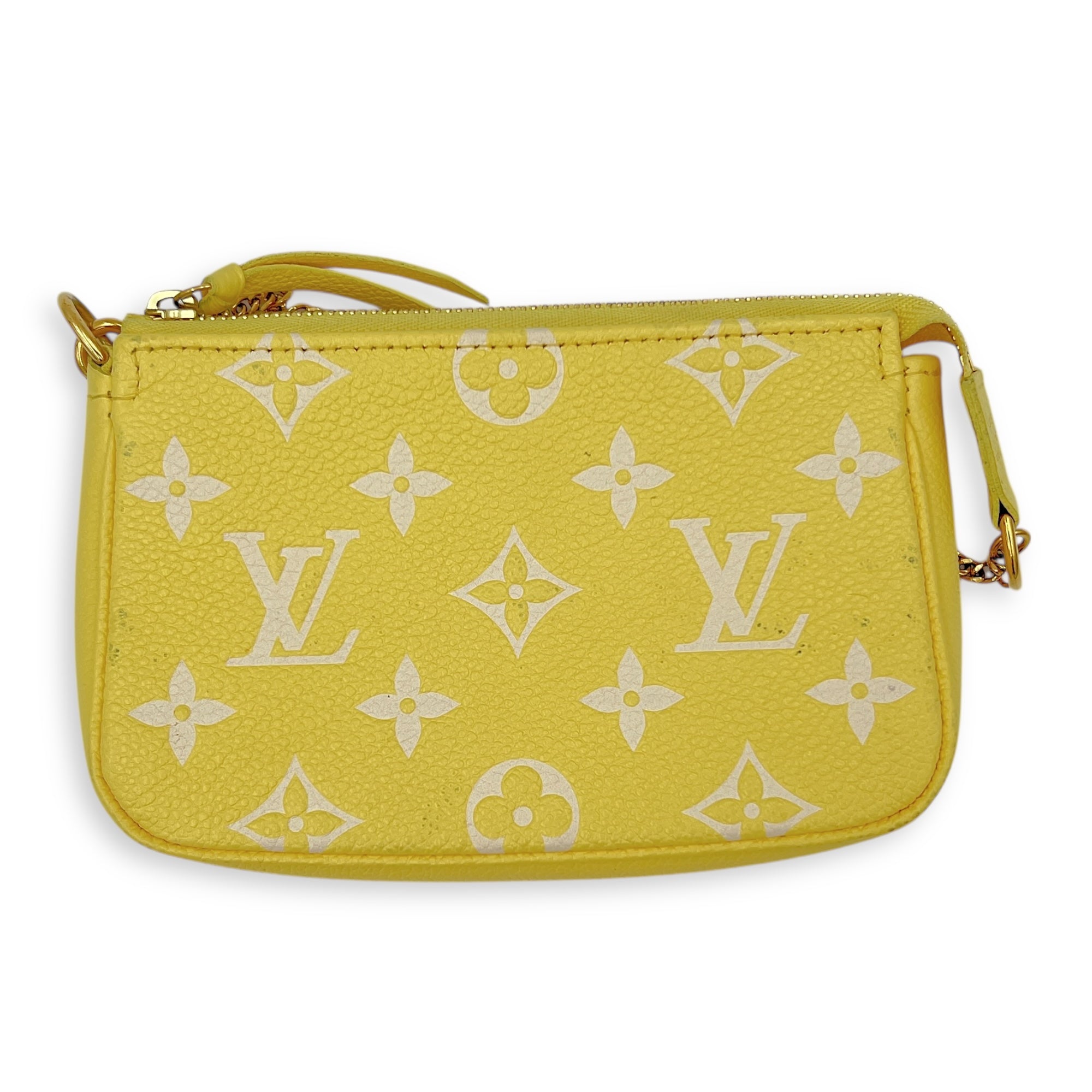 Pochette Pouch Yellow in Empreinte Leather, Gold hardware