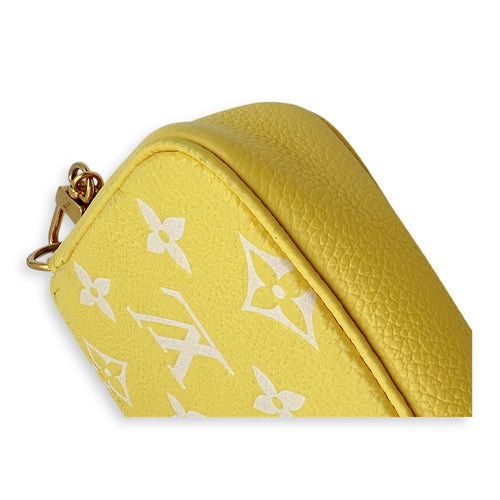 Pochette Pouch Yellow in Empreinte Leather, Gold hardware