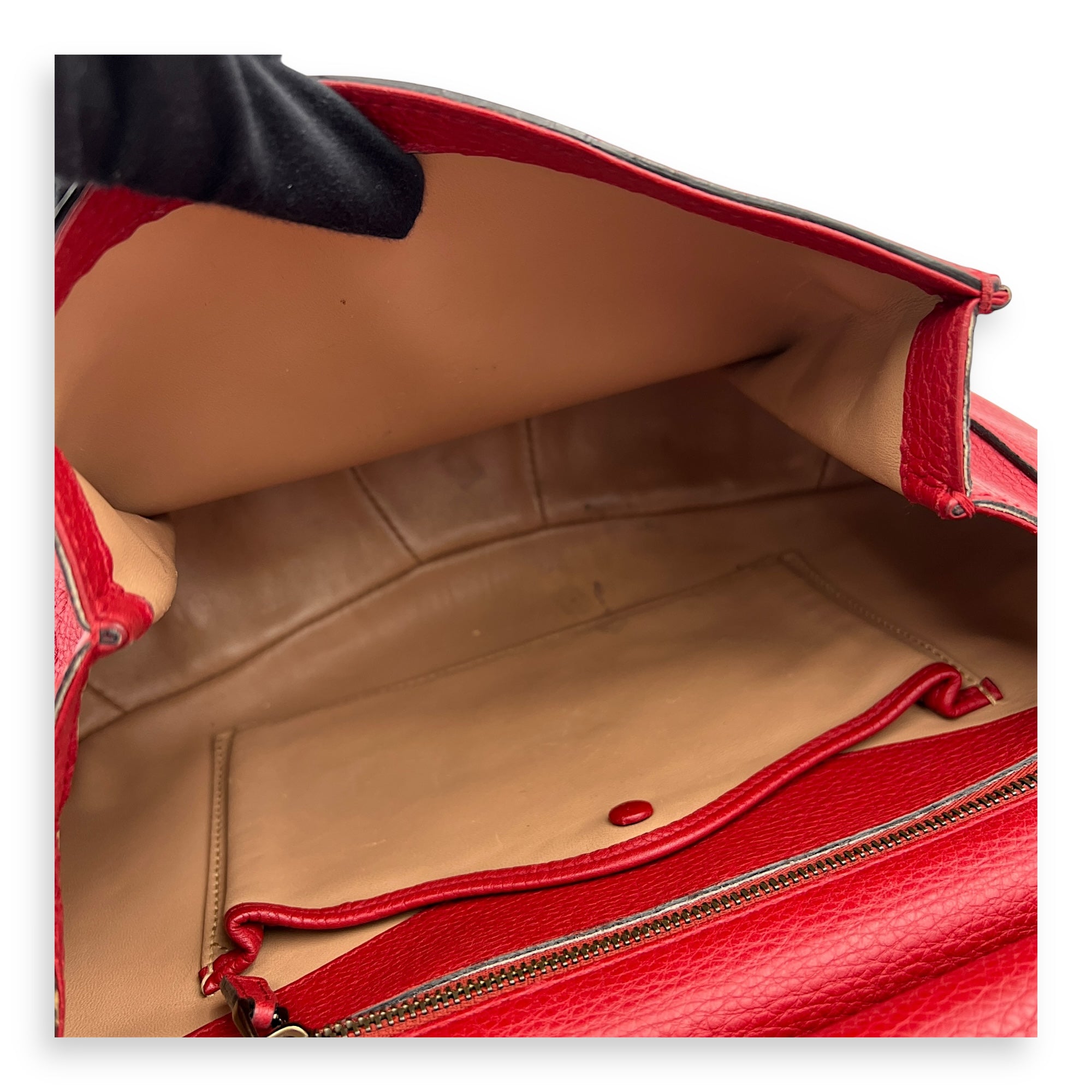 Bamboo Shoulder Bag Red in Calfskin, Gold hardware