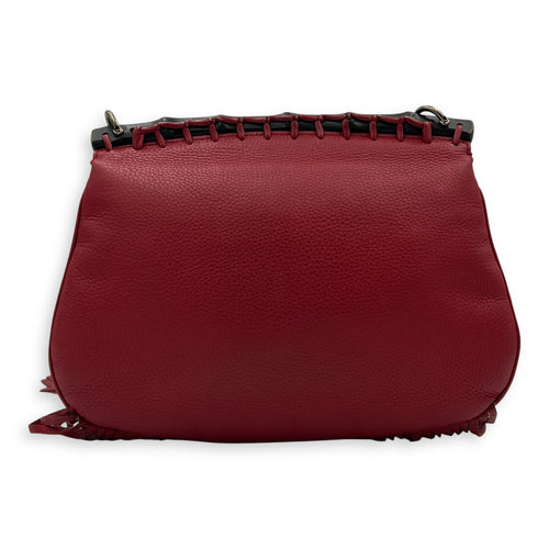 Bamboo Shoulder Bag Red in Calfskin, Gold hardware