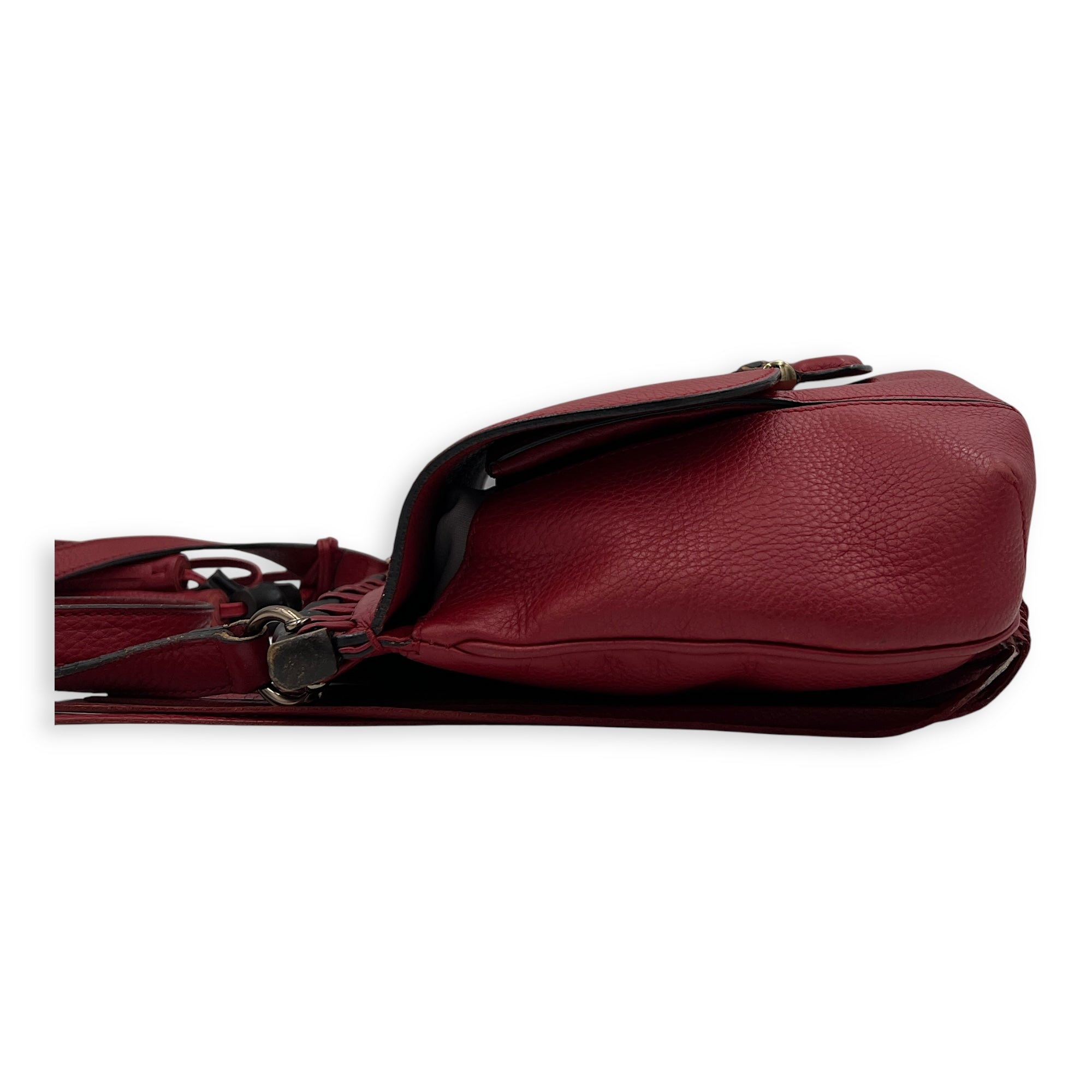 Bamboo Shoulder Bag Red in Calfskin, Gold hardware
