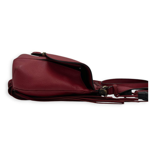 Bamboo Shoulder Bag Red in Calfskin, Gold hardware
