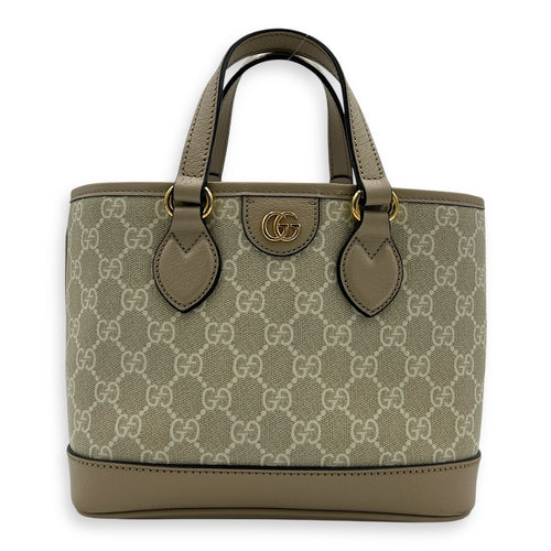 Ophidia White Tote Bag in Coated Canvas, Gold hardware