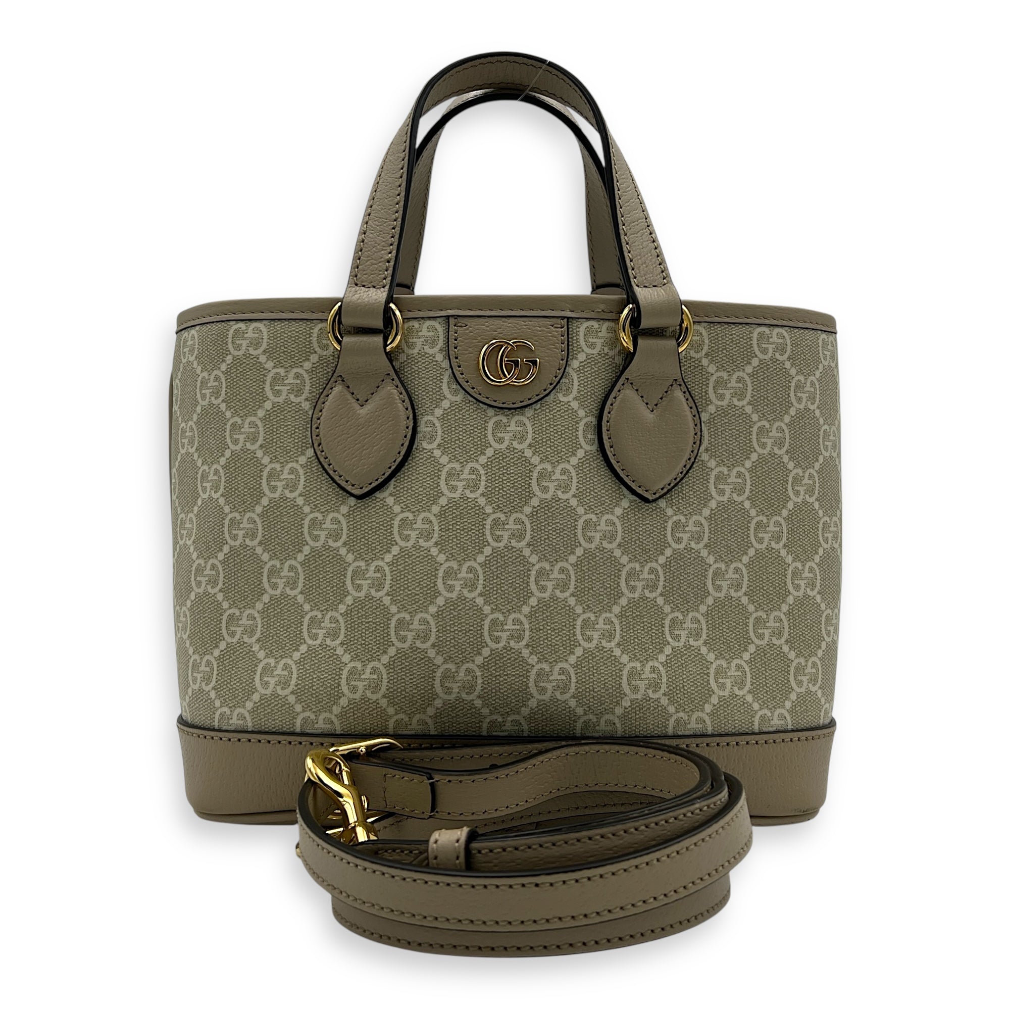 Ophidia White Tote Bag in Coated Canvas, Gold hardware