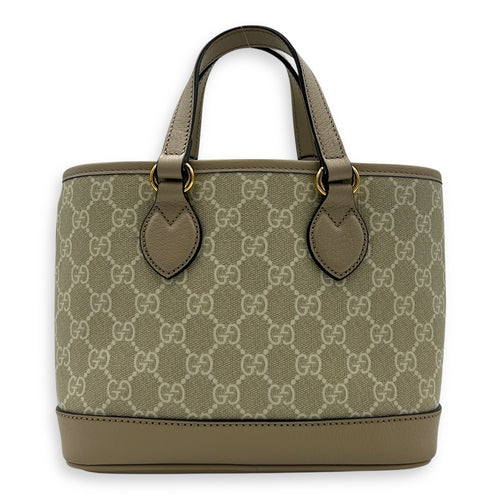 Ophidia White Tote Bag in Coated Canvas, Gold hardware