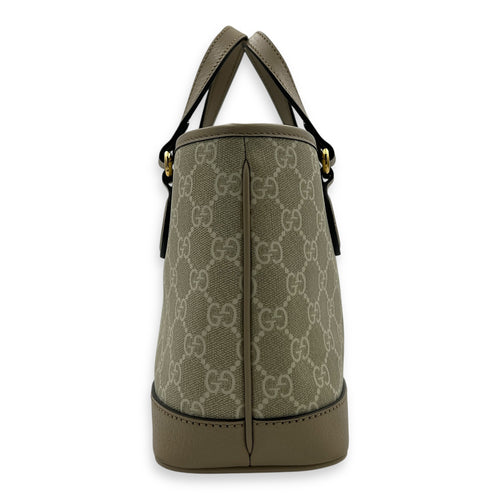 Ophidia White Tote Bag in Coated Canvas, Gold hardware