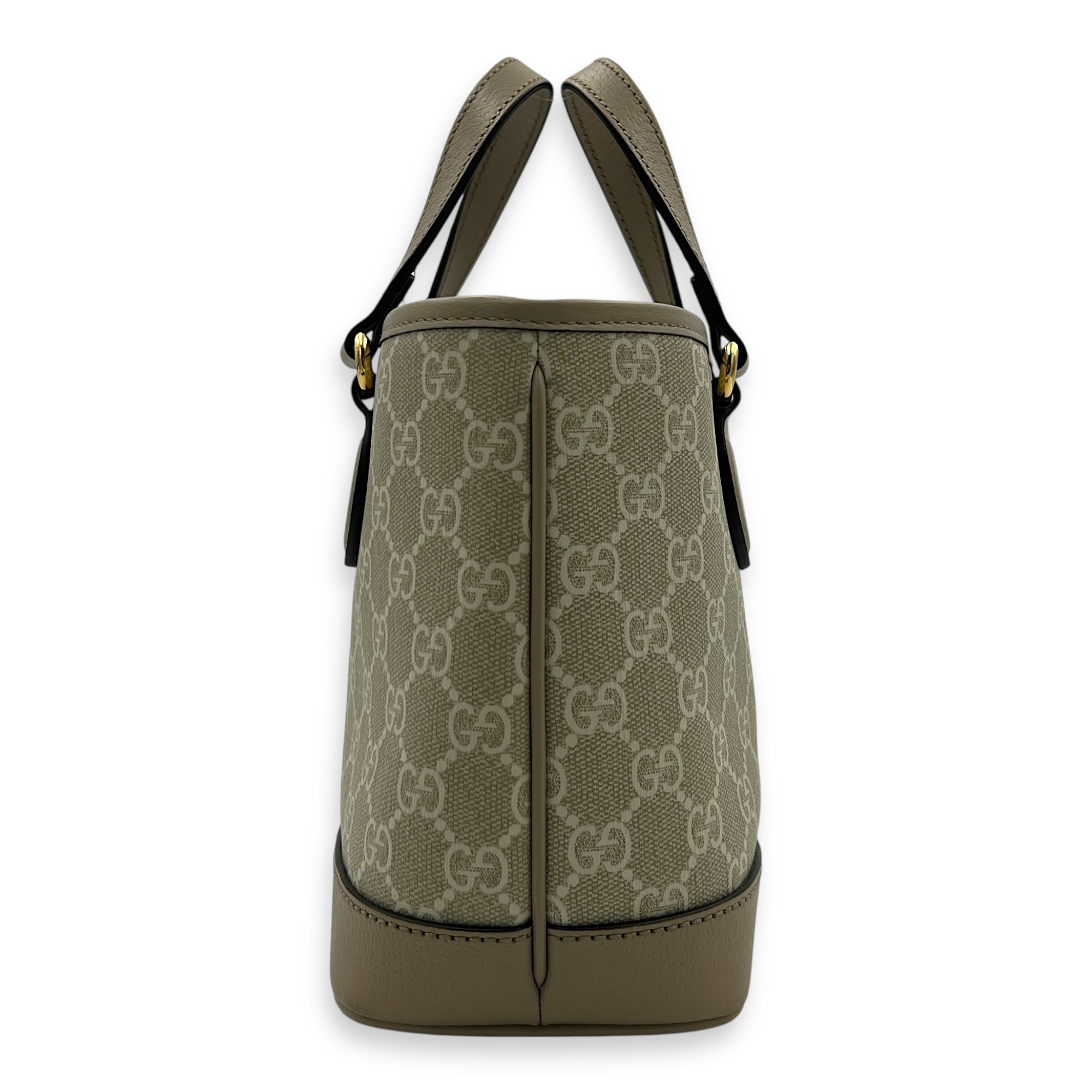 Ophidia White Tote Bag in Coated Canvas, Gold hardware