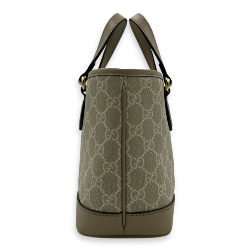 Ophidia White Tote Bag in Coated Canvas, Gold hardware