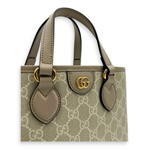 Ophidia White Tote Bag in Coated Canvas, Gold hardware