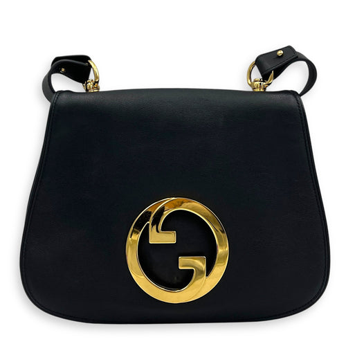 Blondie Black Shoulder Bag in Calfskin, Gold hardware