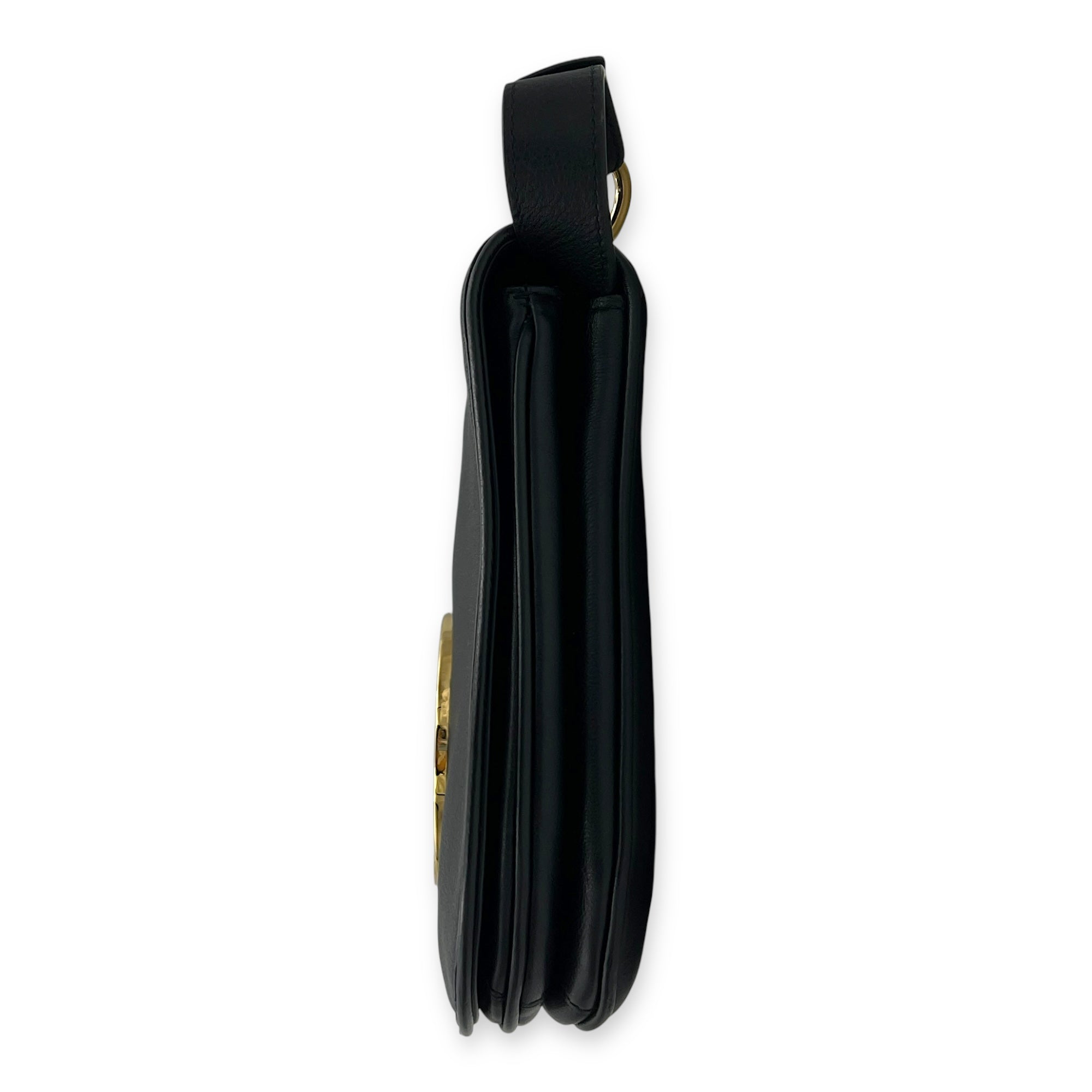 Blondie Black Shoulder Bag in Calfskin, Gold hardware
