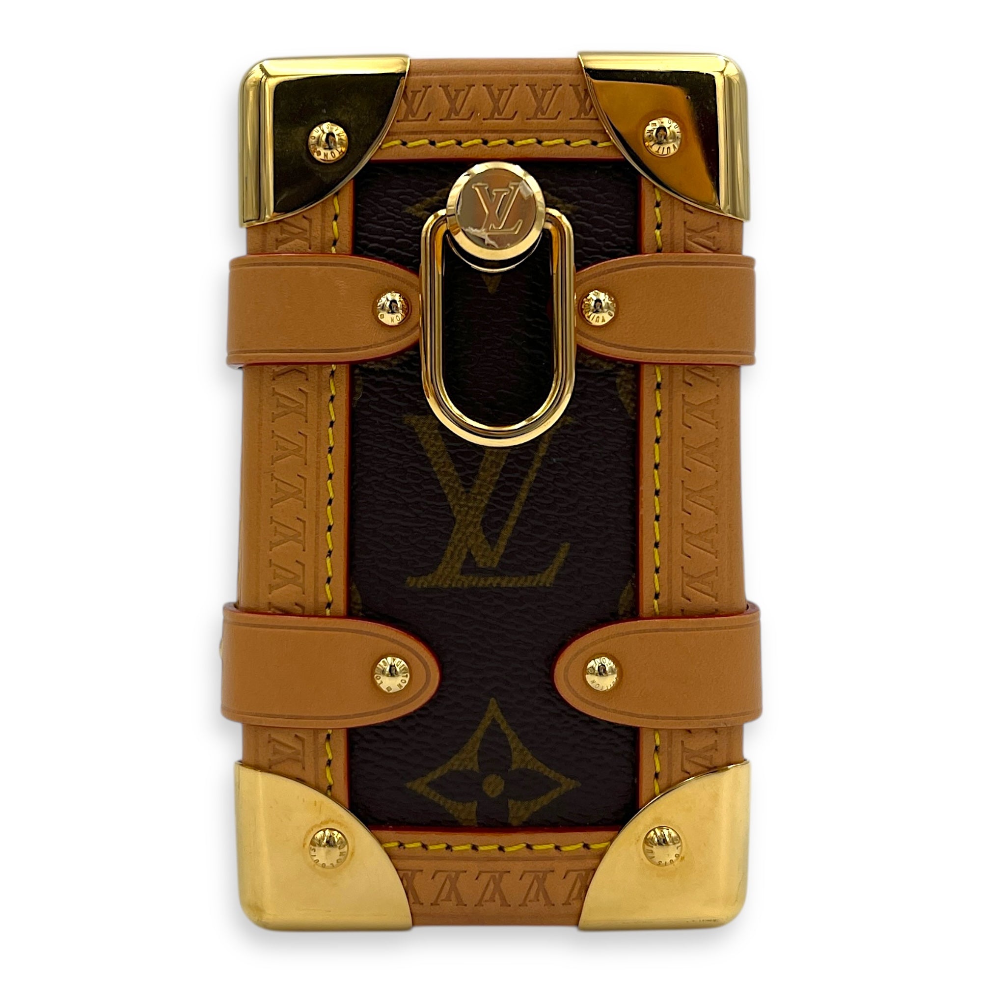 Side Trunk PM Gold Top Handle Bag in Monogram Coated Canvas, Gold hardware