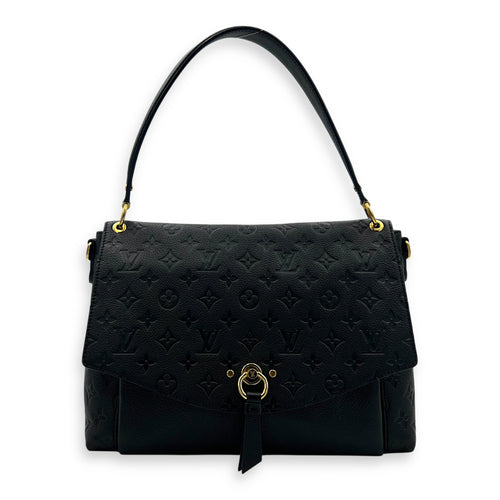 Blanche Blue Shoulder Bag in Empreinte Leather, Gold hardware