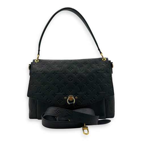 Blanche Blue Shoulder Bag in Empreinte Leather, Gold hardware