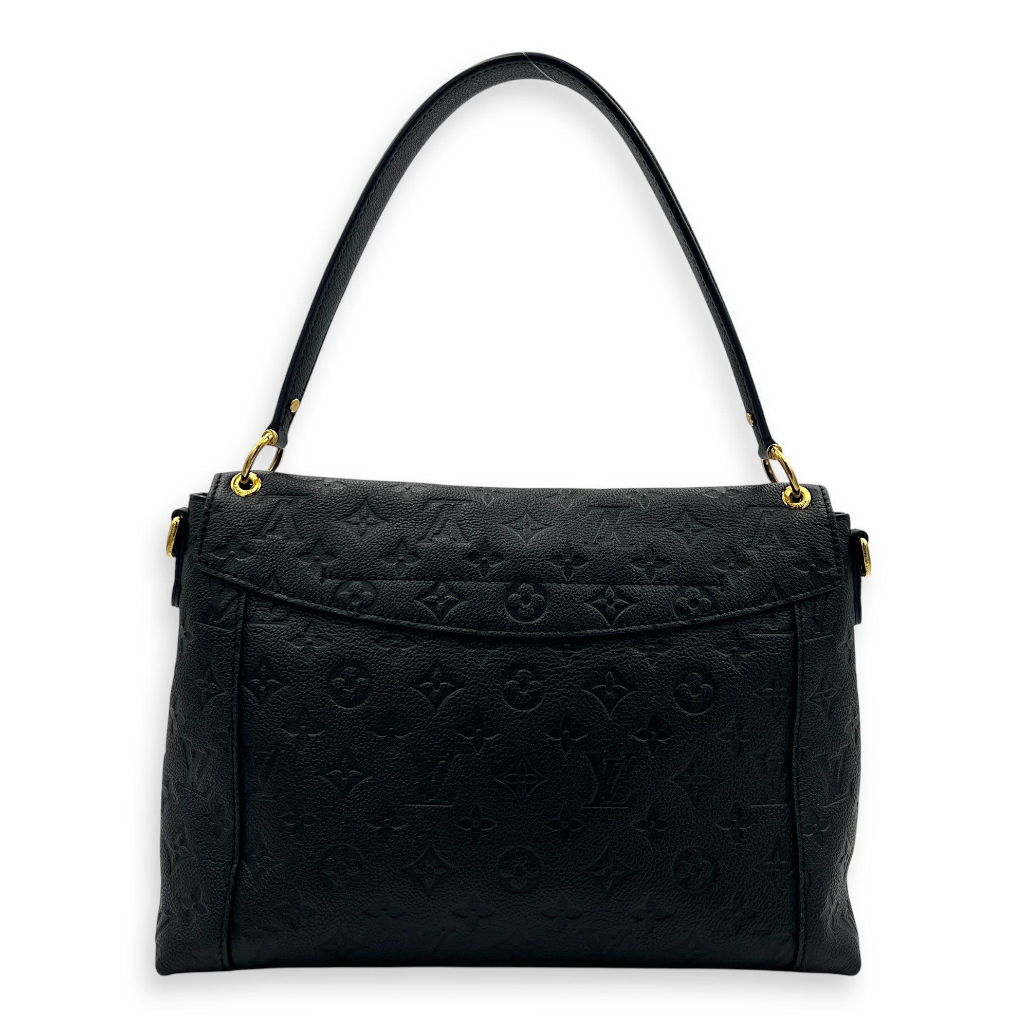 Blanche Blue Shoulder Bag in Empreinte Leather, Gold hardware