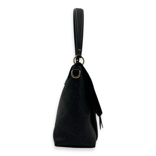 Blanche Blue Shoulder Bag in Empreinte Leather, Gold hardware