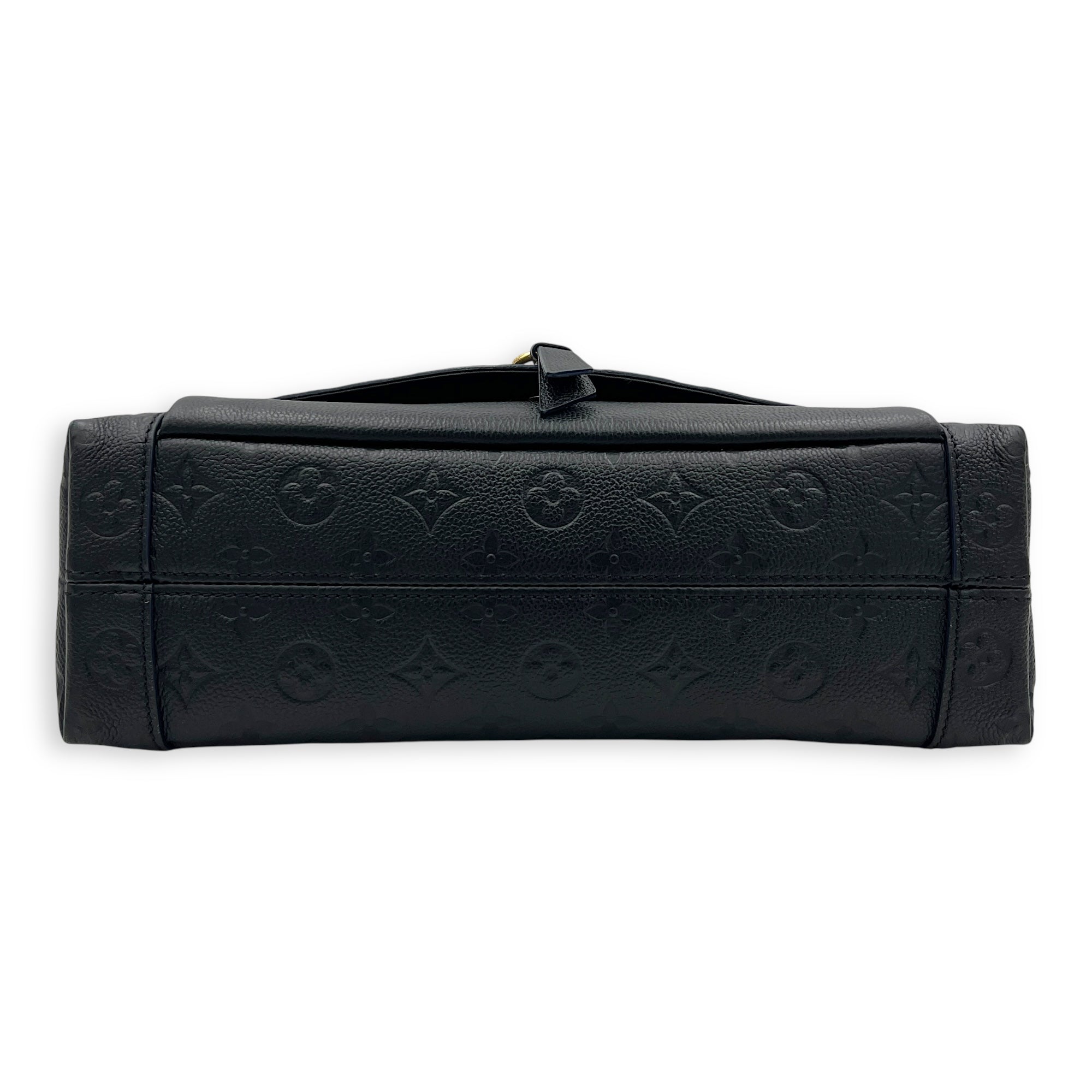 Blanche Blue Shoulder Bag in Empreinte Leather, Gold hardware