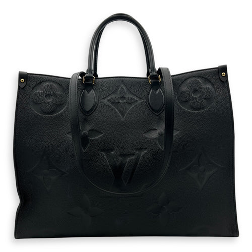 OnTheGo Black Tote Bag in Empreinte Leather, Gold hardware