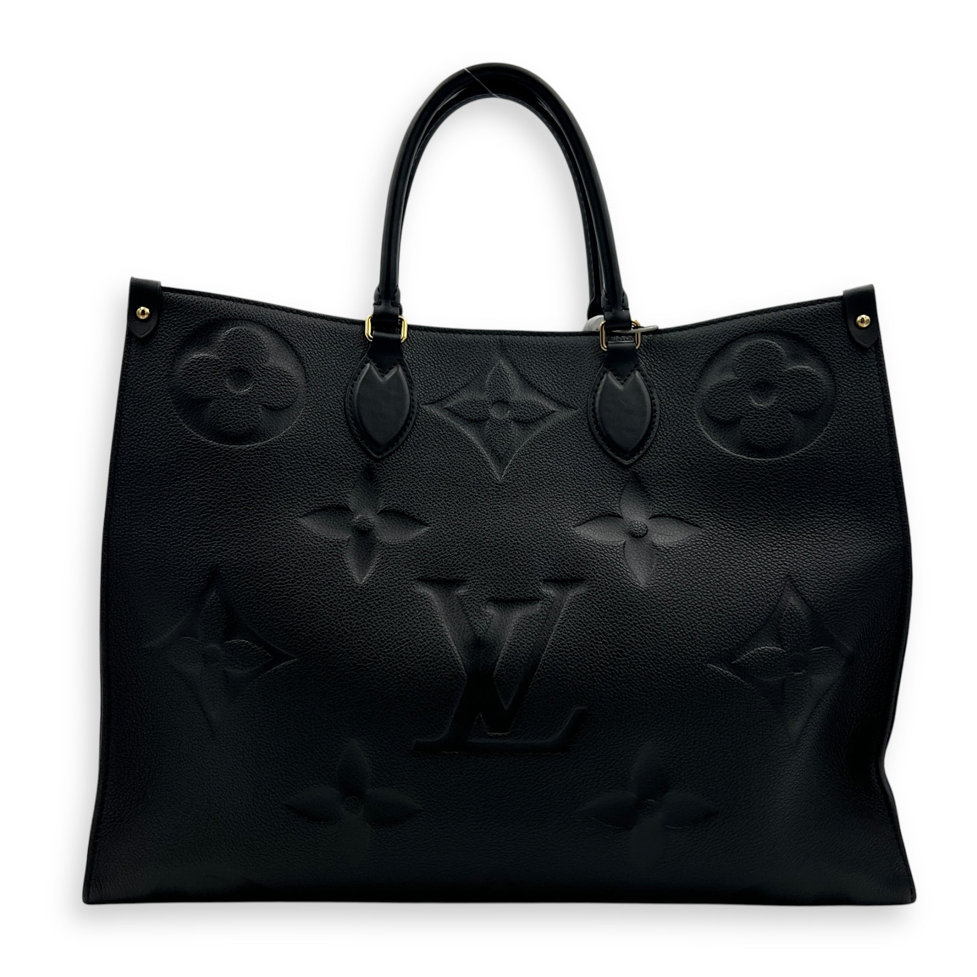OnTheGo Black Tote Bag in Empreinte Leather, Gold hardware