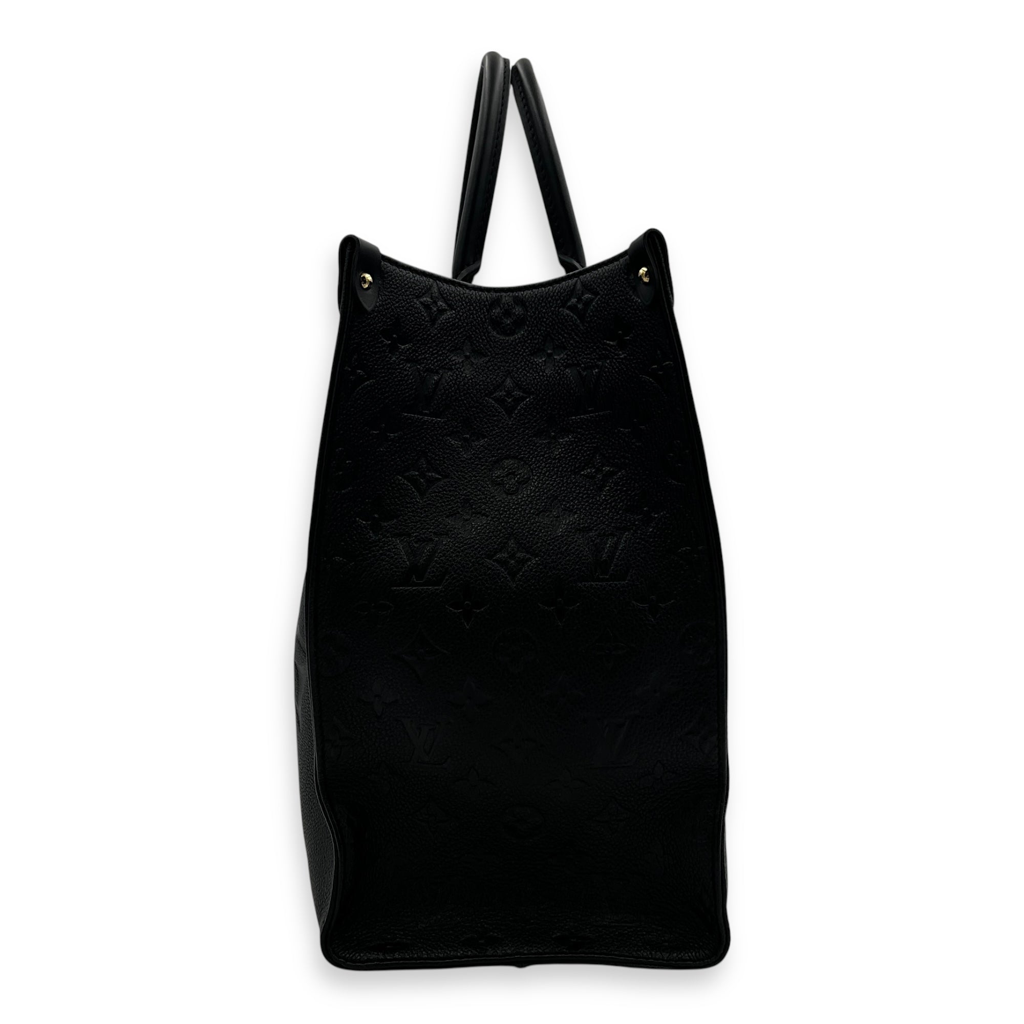 OnTheGo Black Tote Bag in Empreinte Leather, Gold hardware