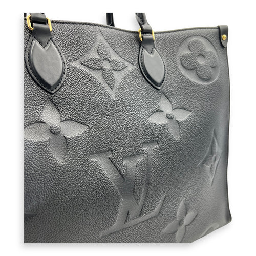 OnTheGo Black Tote Bag in Empreinte Leather, Gold hardware