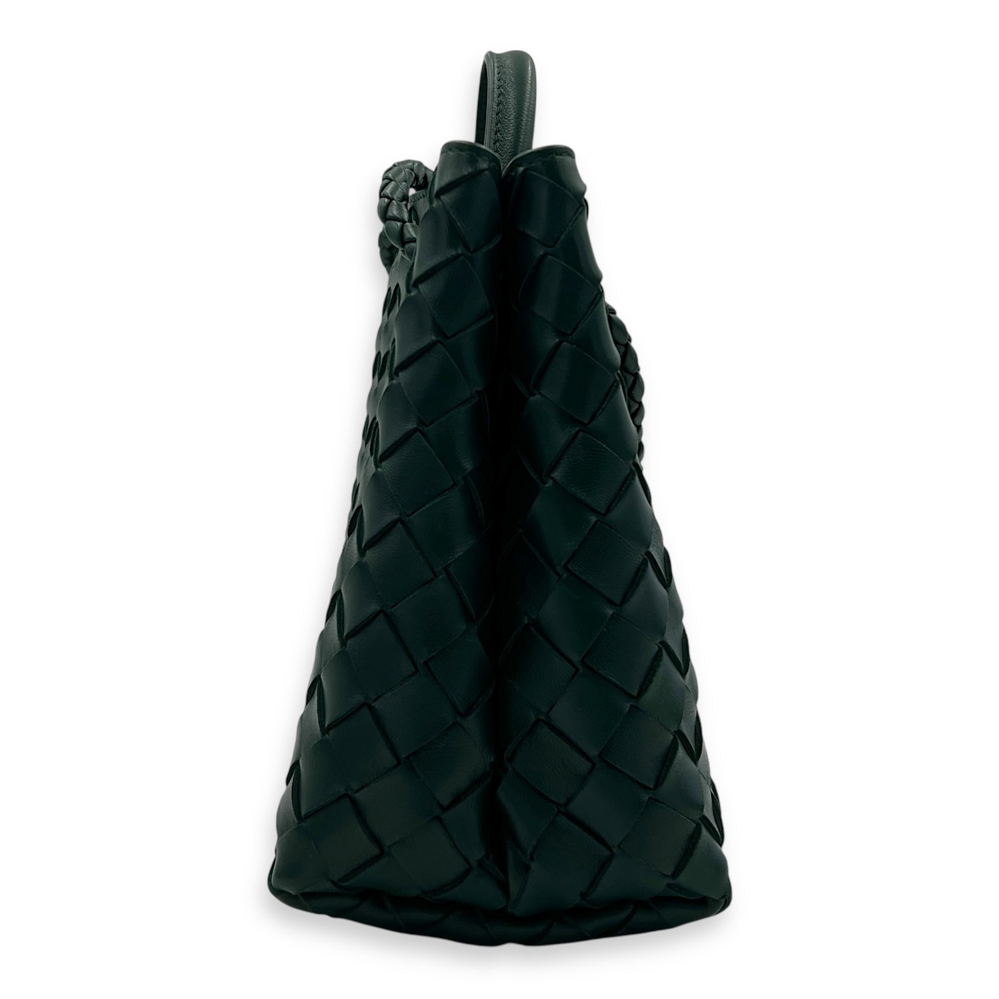 Andiamo Small Green Shoulder Bag in Lambskin, Gold hardware