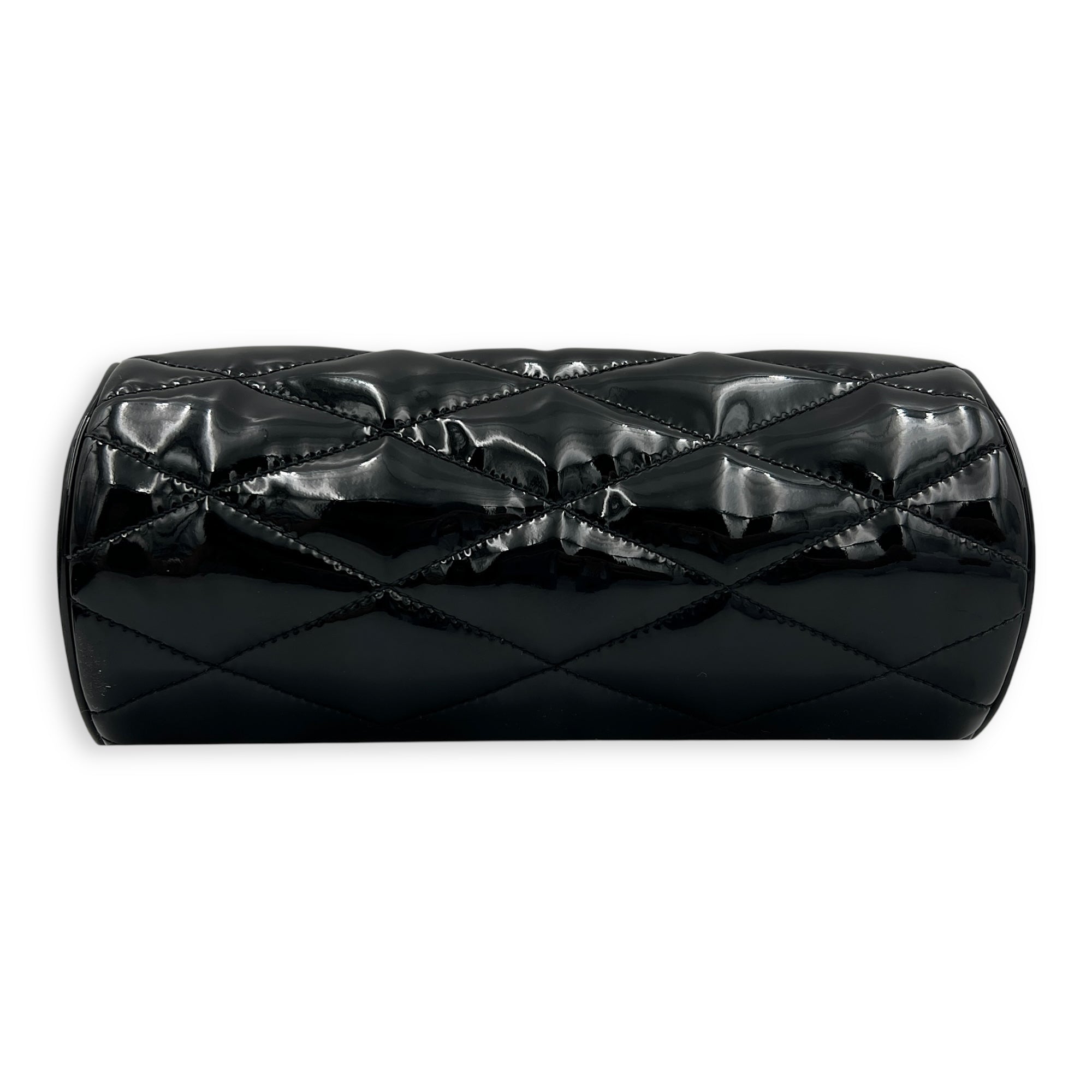 Sade Tube Black Shoulder Bag in Patent Leather, Gold hardware