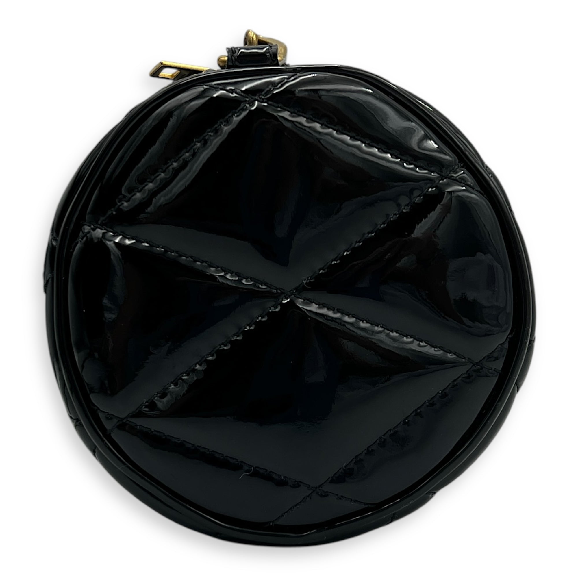 Sade Tube Black Shoulder Bag in Patent Leather, Gold hardware