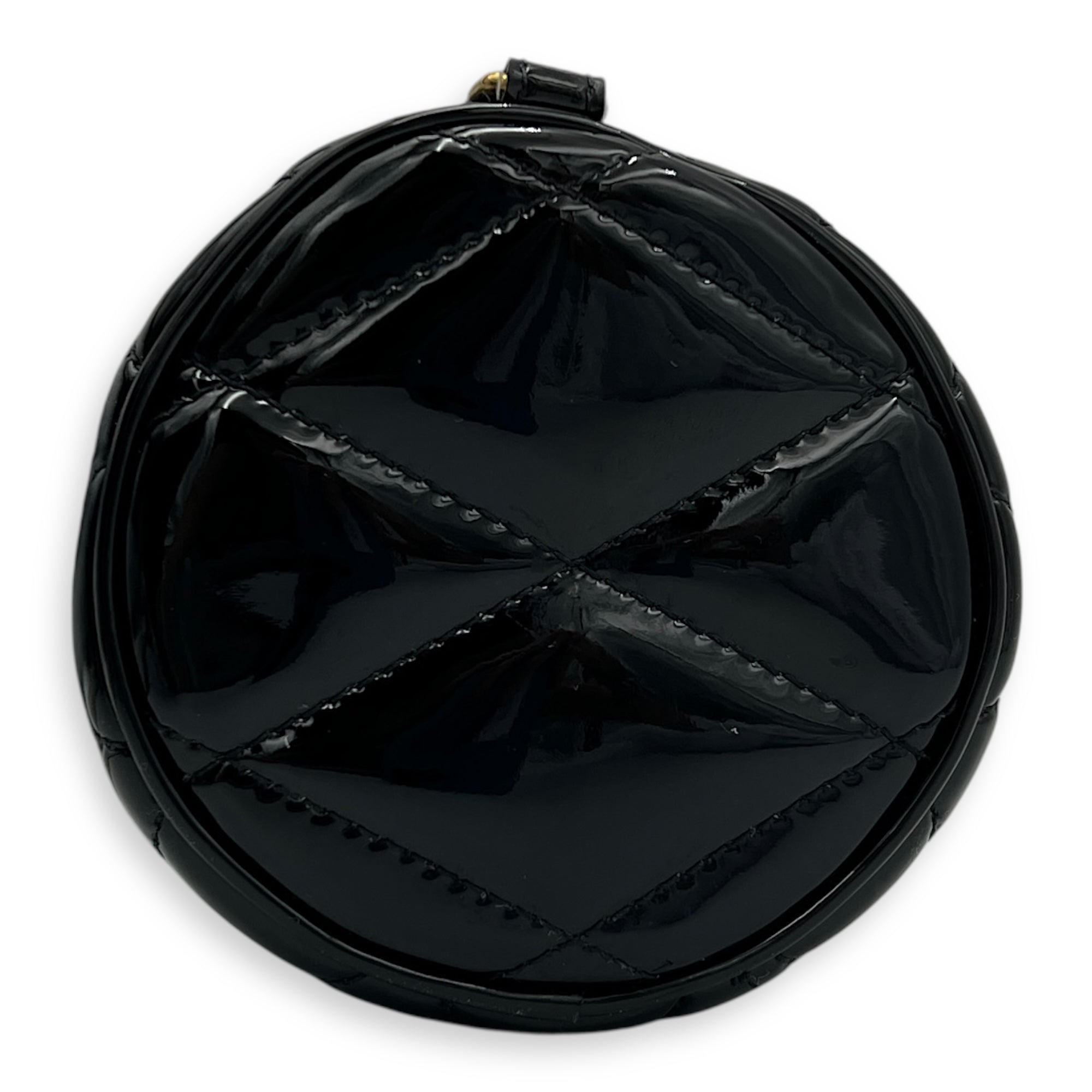 Sade Tube Black Shoulder Bag in Patent Leather, Gold hardware