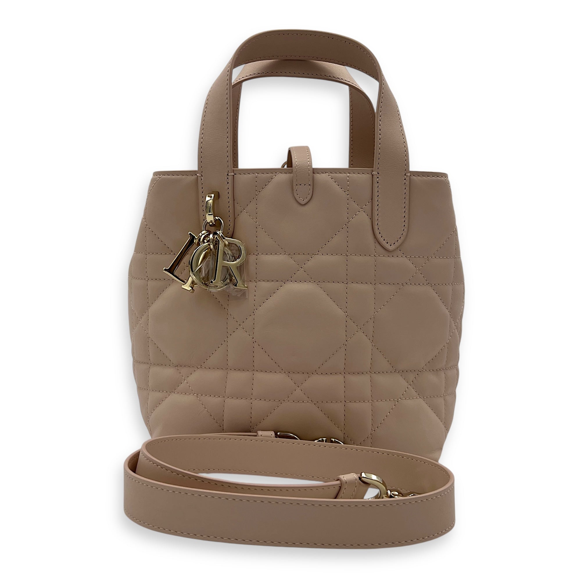 Toujours Vertical Nano Pink Top Handle Bag in Lambskin, Gold hardware
