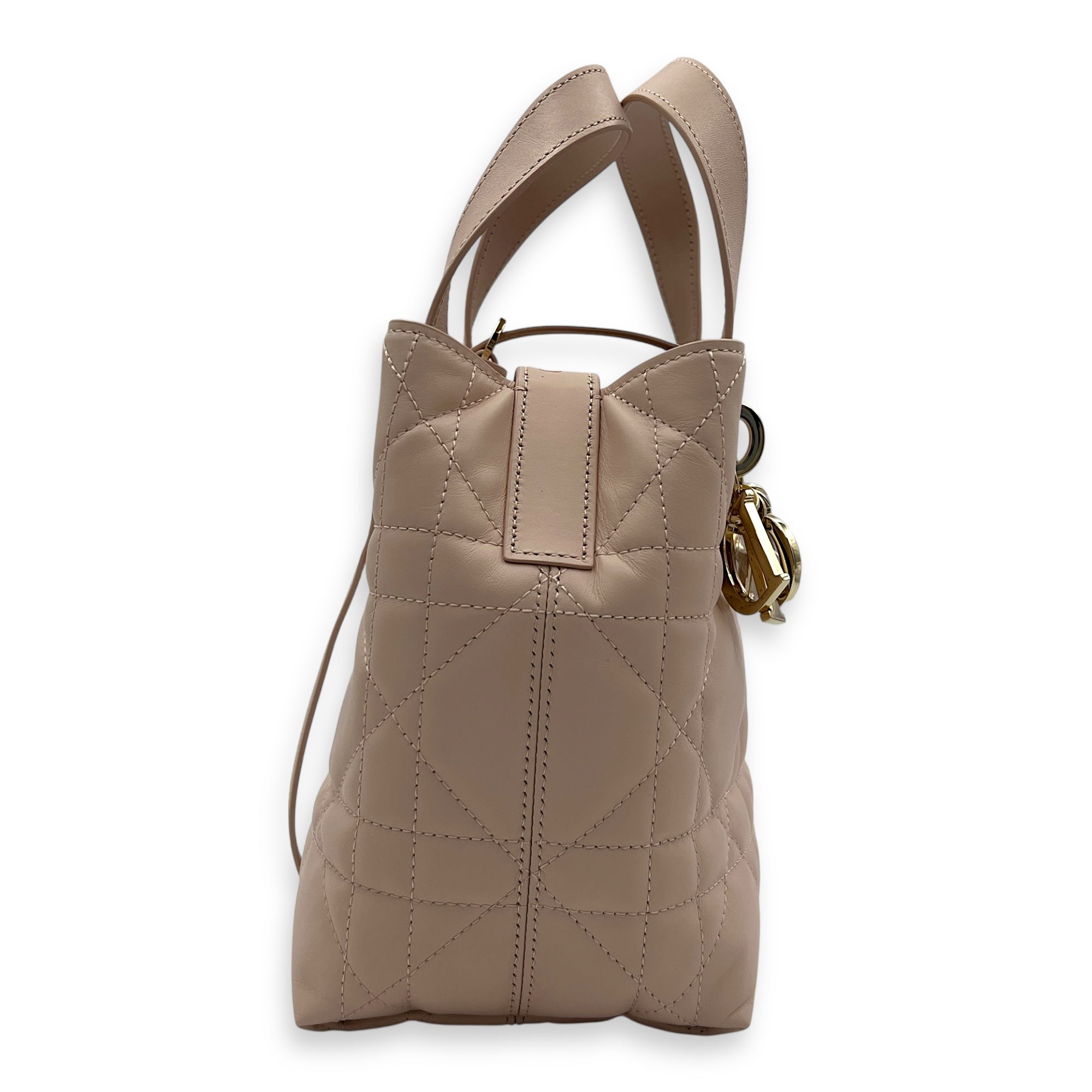 Toujours Vertical Nano Pink Top Handle Bag in Lambskin, Gold hardware