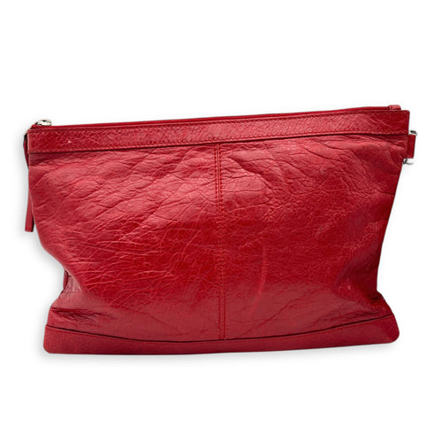 City Clutch Red in Calfskin, Silver hardware