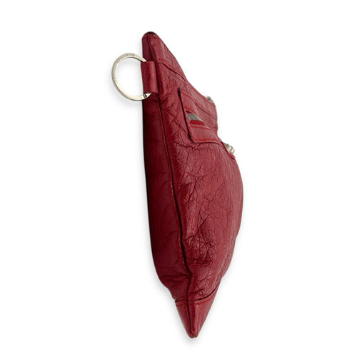 City Clutch Red in Calfskin, Silver hardware