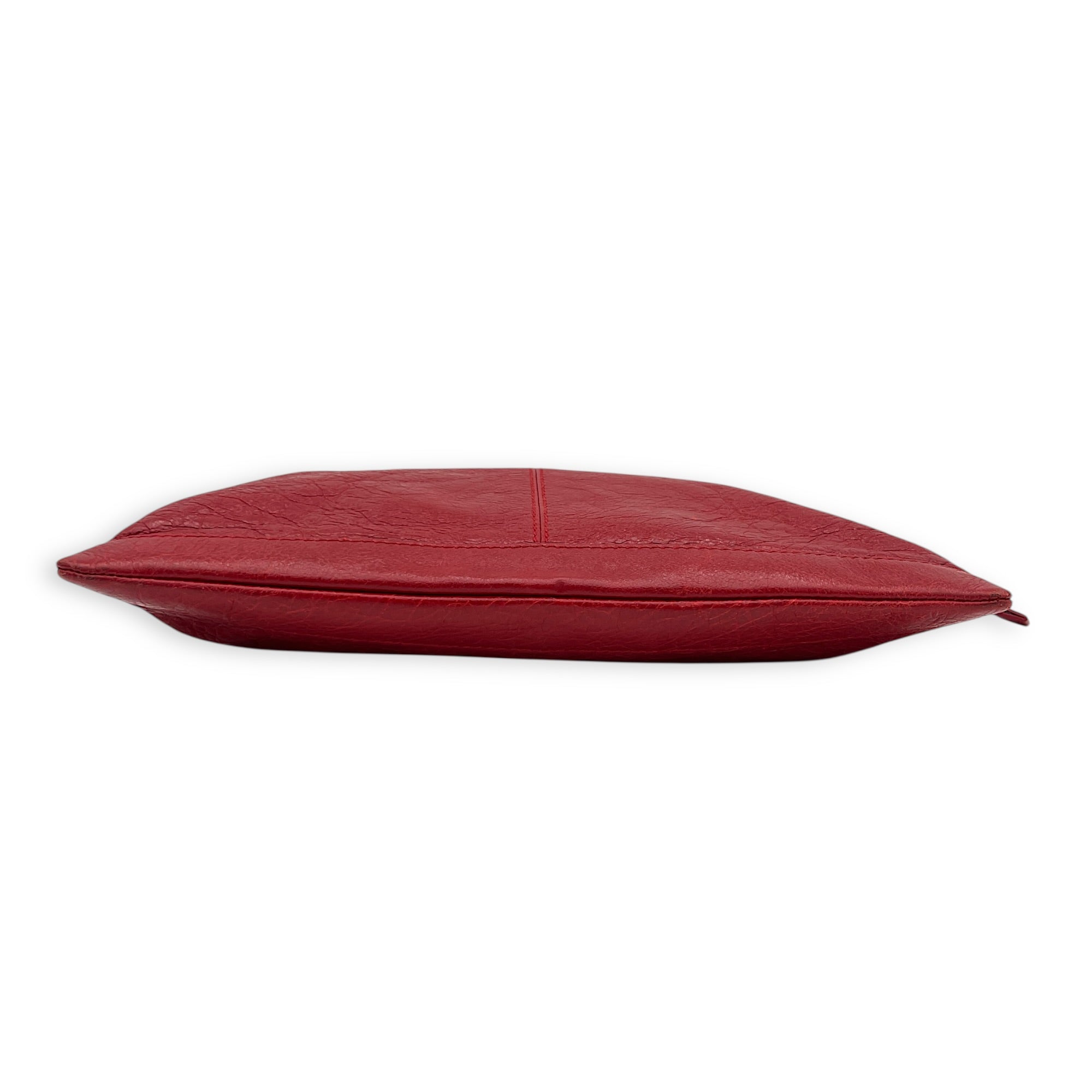 City Clutch Red in Calfskin, Silver hardware
