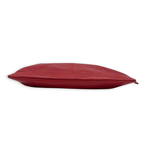 City Clutch Red in Calfskin, Silver hardware