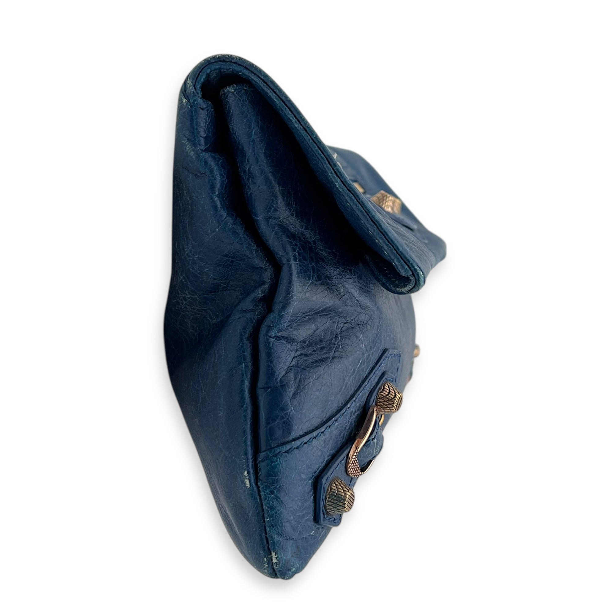 City Clutch Blue in Calfskin, Rose Gold hardware