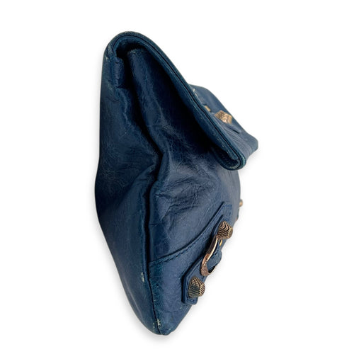 City Clutch Blue in Calfskin, Rose Gold hardware