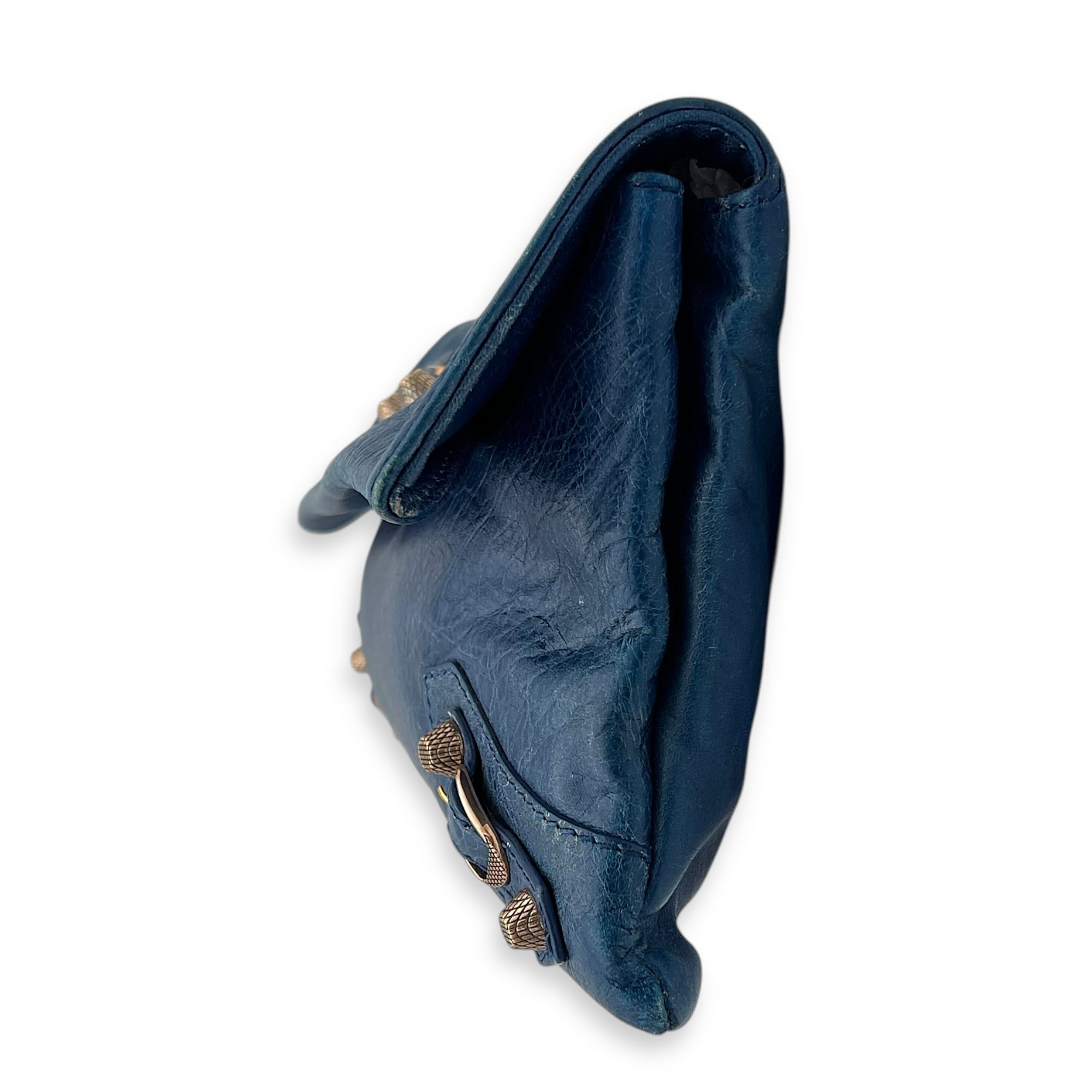 City Clutch Blue in Calfskin, Rose Gold hardware