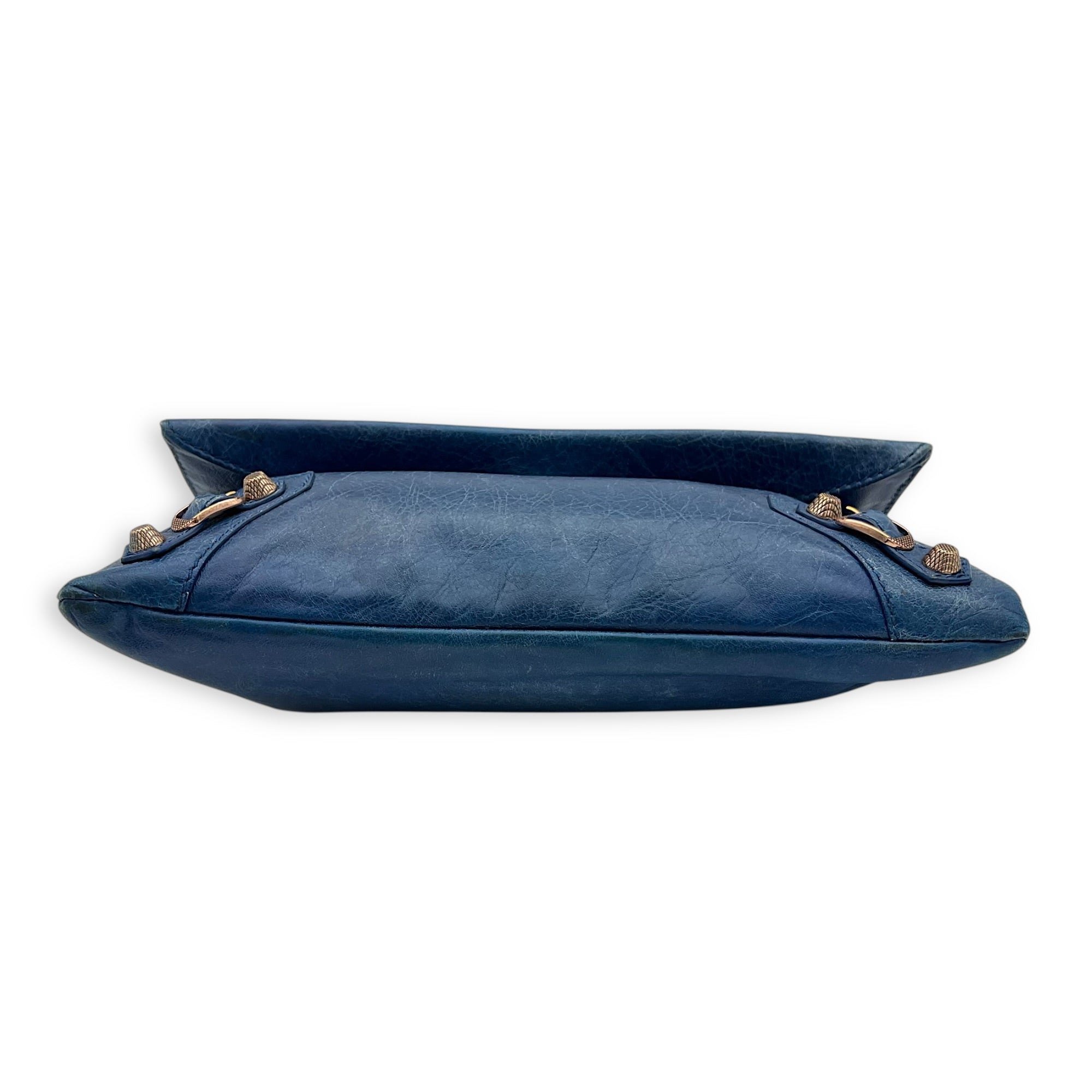 City Clutch Blue in Calfskin, Rose Gold hardware