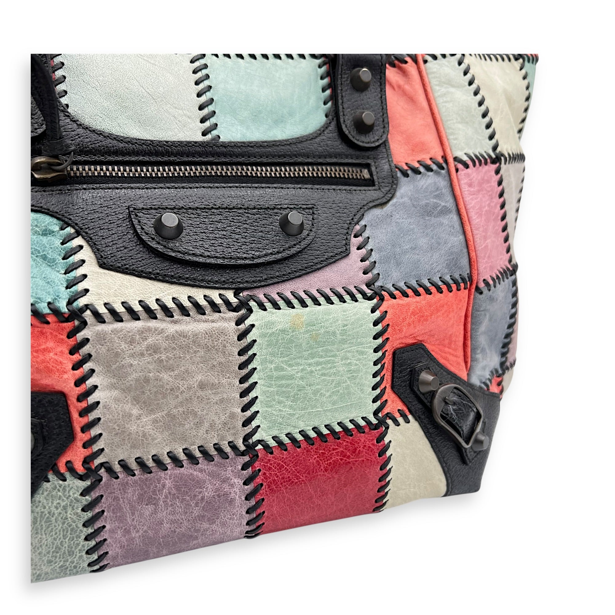 City Tote Bag Multi-colour in Calfskin, Ruthenium hardware